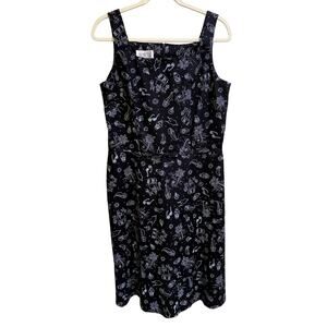 Yves Cossette Depeche Mode Dress Size 14 black White Summer Vintage Sleeveless